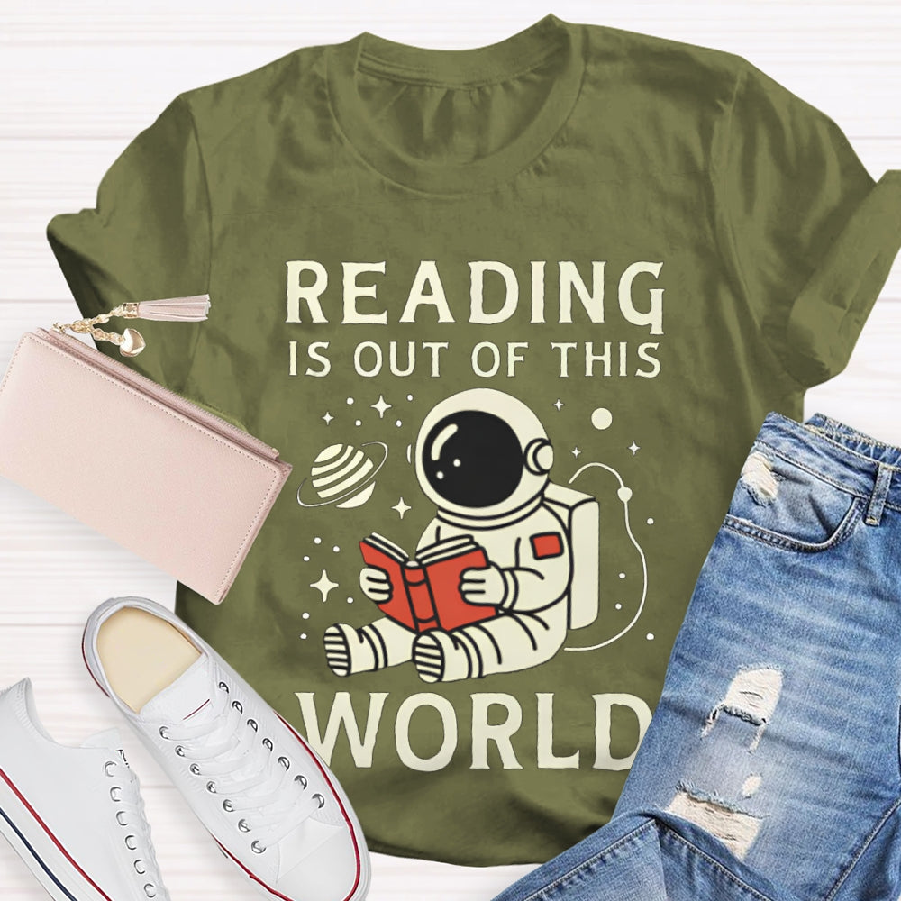 Reading Is Out Of This World Astronaut Reading T-shirt