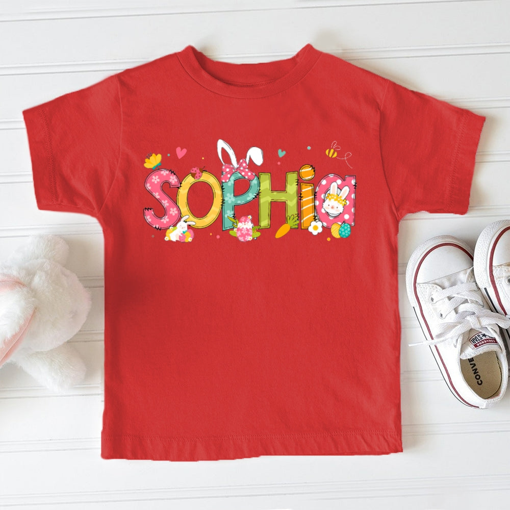 Personalized Name Carrot Bunny And Bow Toddler T-shirts