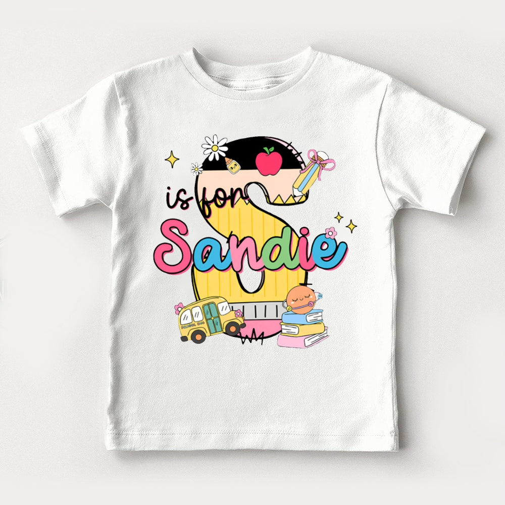 Personalized Name S Is For Sandia Colorful Letters And Cars Toddler T-shirts