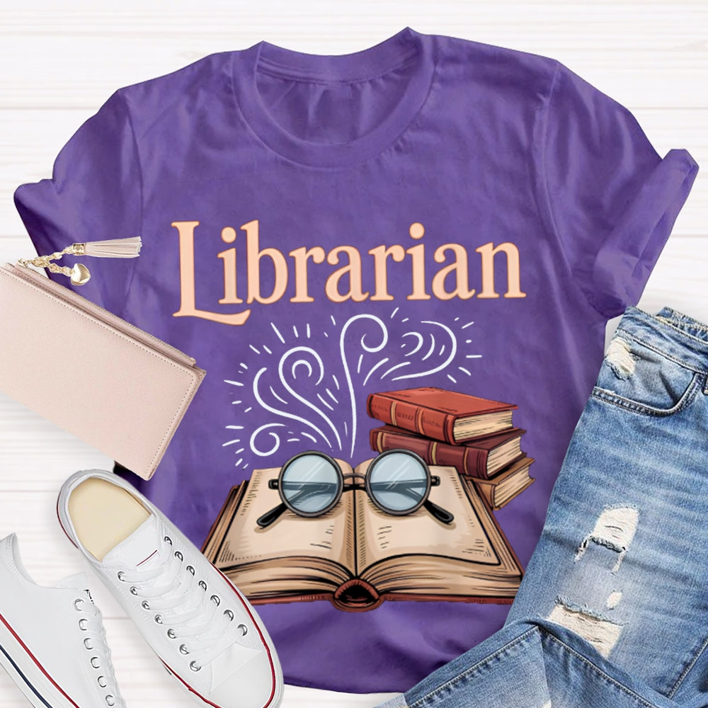Librarian Glasses And Books T-shirt