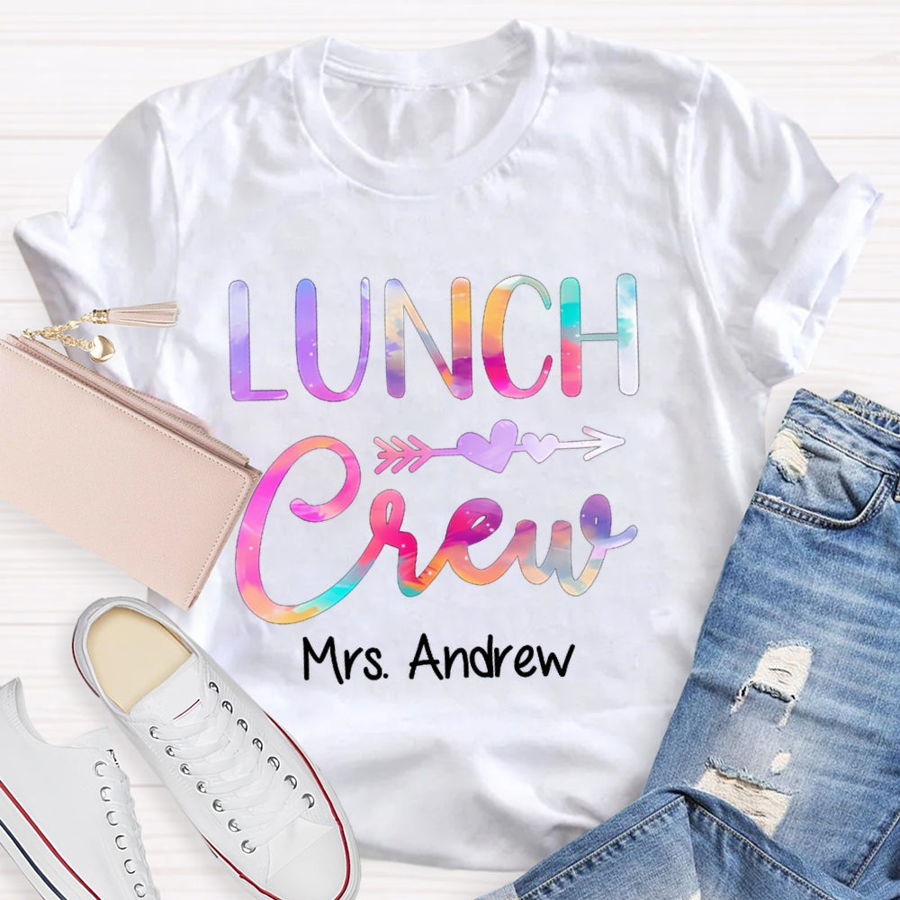 Personalized Name Lunch Crew Colorful Gradient Letters T-shirt