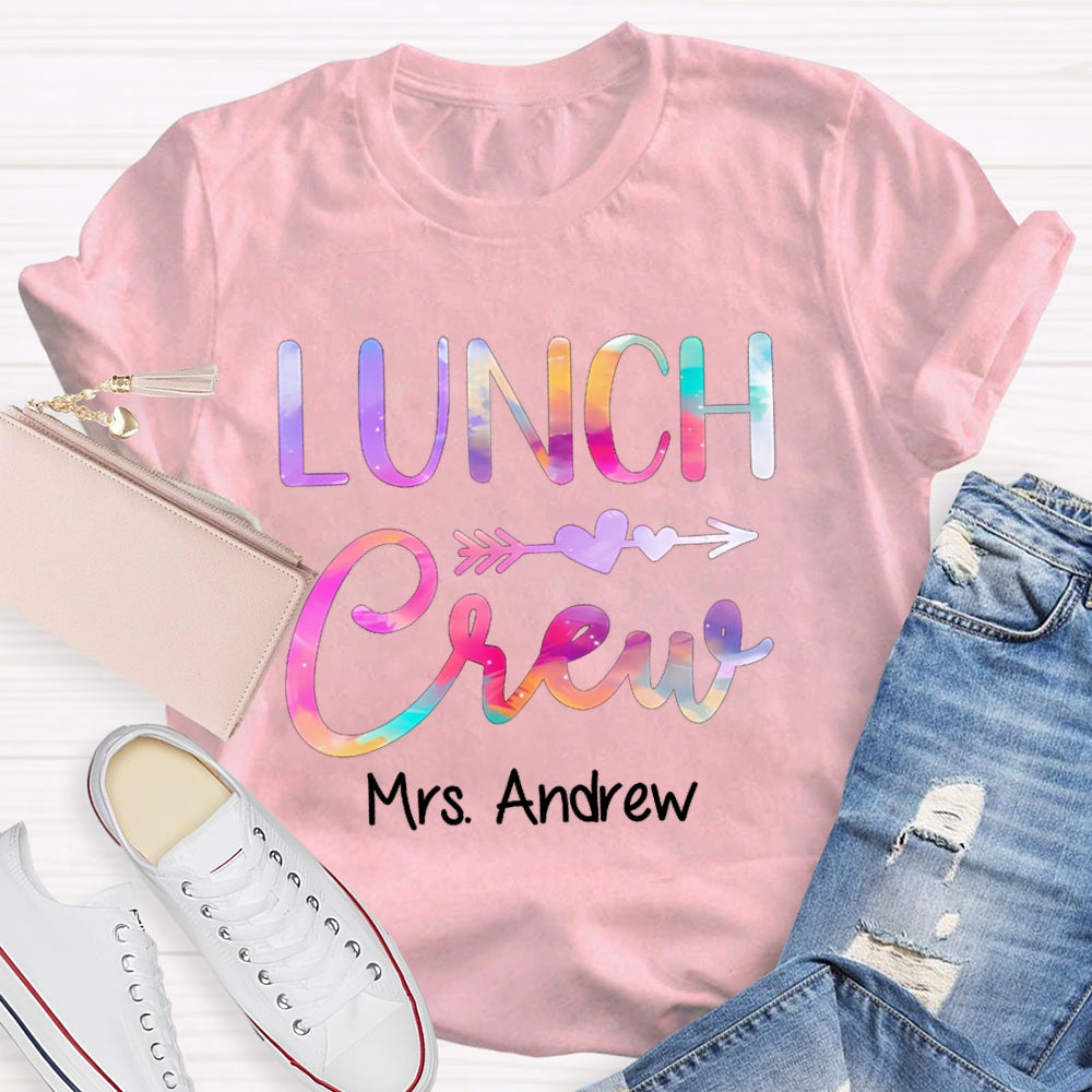 Personalized Name Lunch Crew Colorful Gradient Letters T-shirt