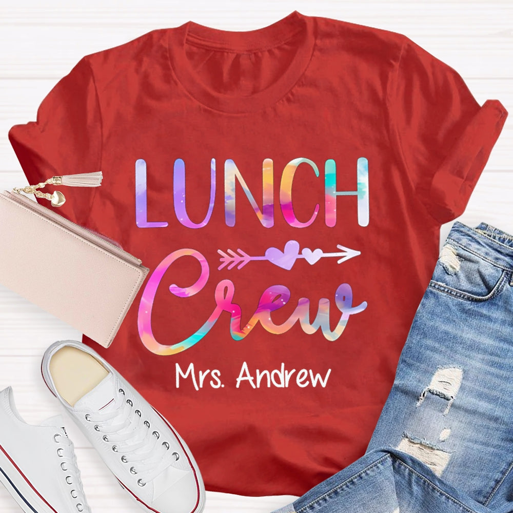 Personalized Name Lunch Crew Colorful Gradient Letters T-shirt