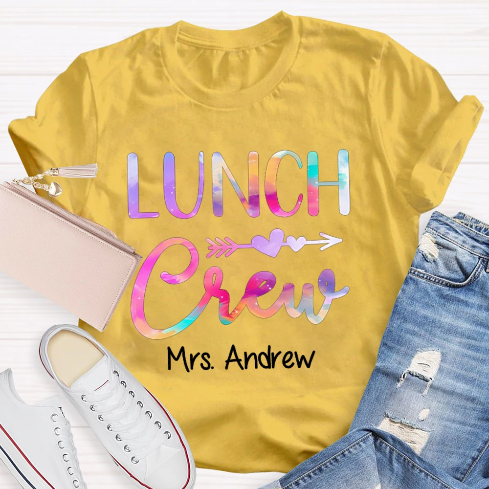 Personalized Name Lunch Crew Colorful Gradient Letters T-shirt