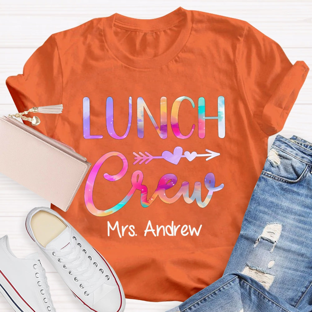 Personalized Name Lunch Crew Colorful Gradient Letters T-shirt