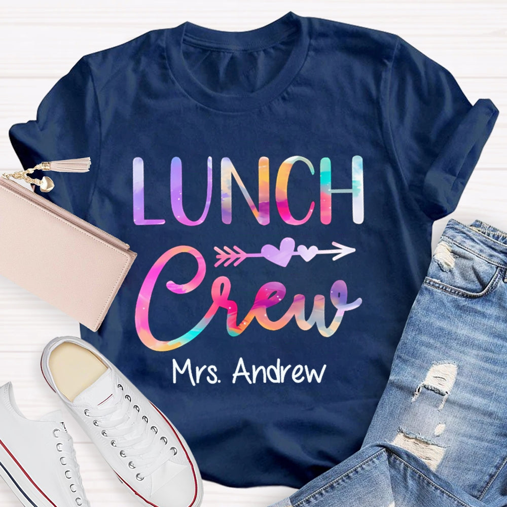 Personalized Name Lunch Crew Colorful Gradient Letters T-shirt