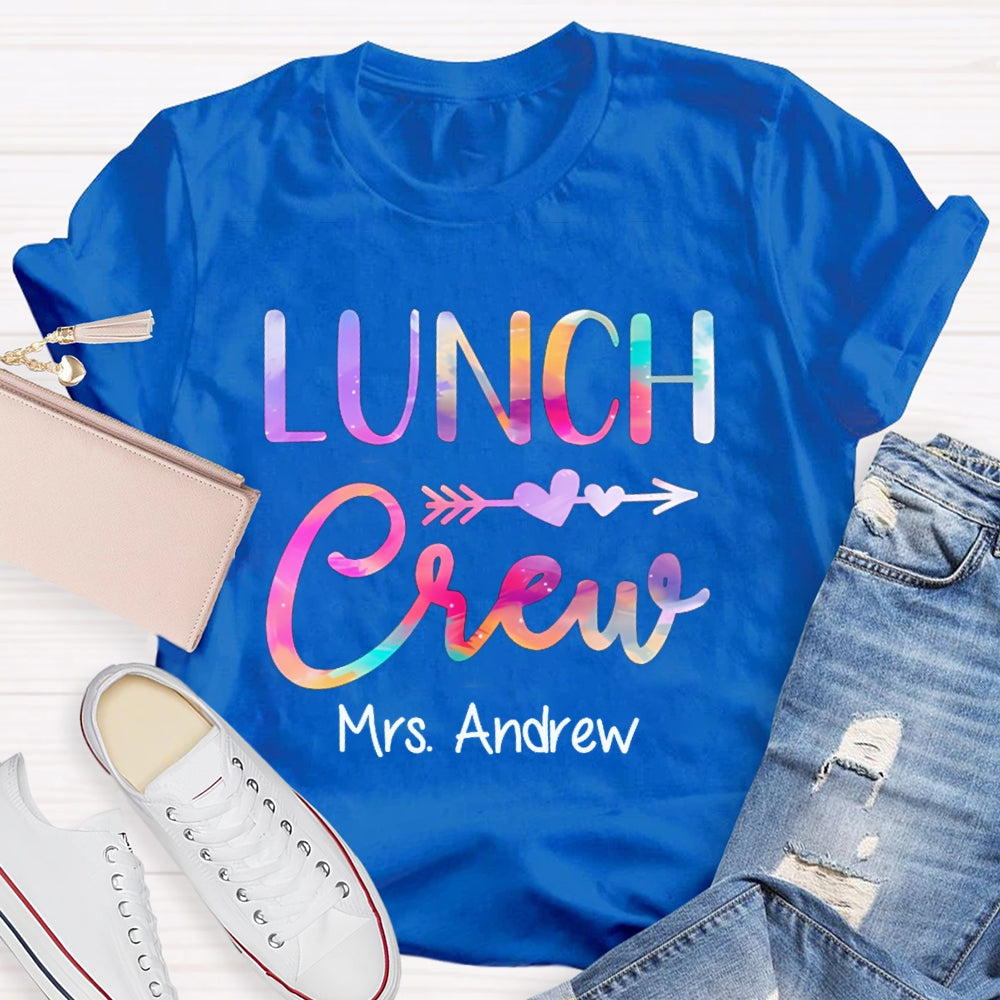 Personalized Name Lunch Crew Colorful Gradient Letters T-shirt