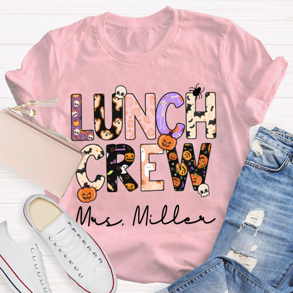Personalized Name Lunch Crew Fun Letters Halloween T-shirt