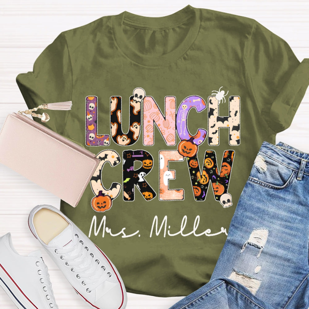Personalized Name Lunch Crew Fun Letters Halloween T-shirt