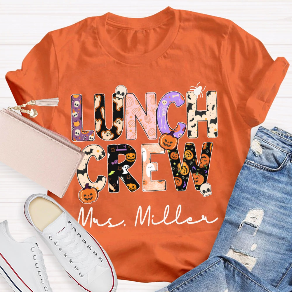 Personalized Name Lunch Crew Fun Letters Halloween T-shirt