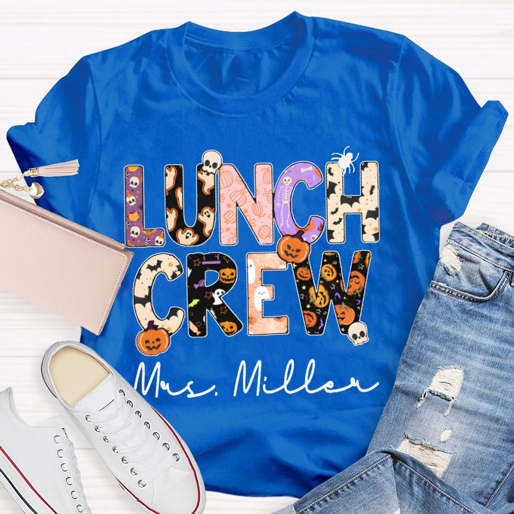 Personalized Name Lunch Crew Fun Letters Halloween T-shirt