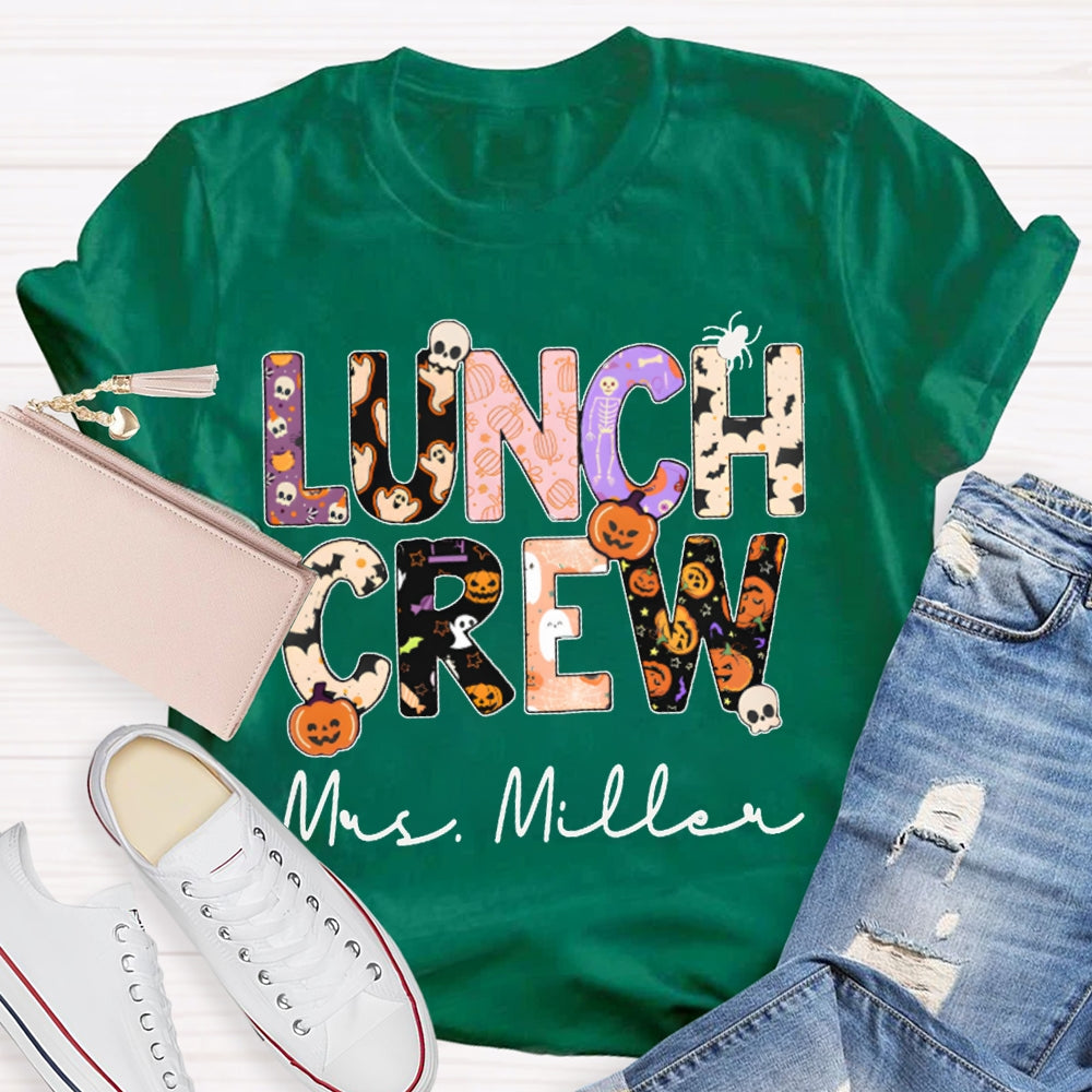 Personalized Name Lunch Crew Fun Letters Halloween T-shirt
