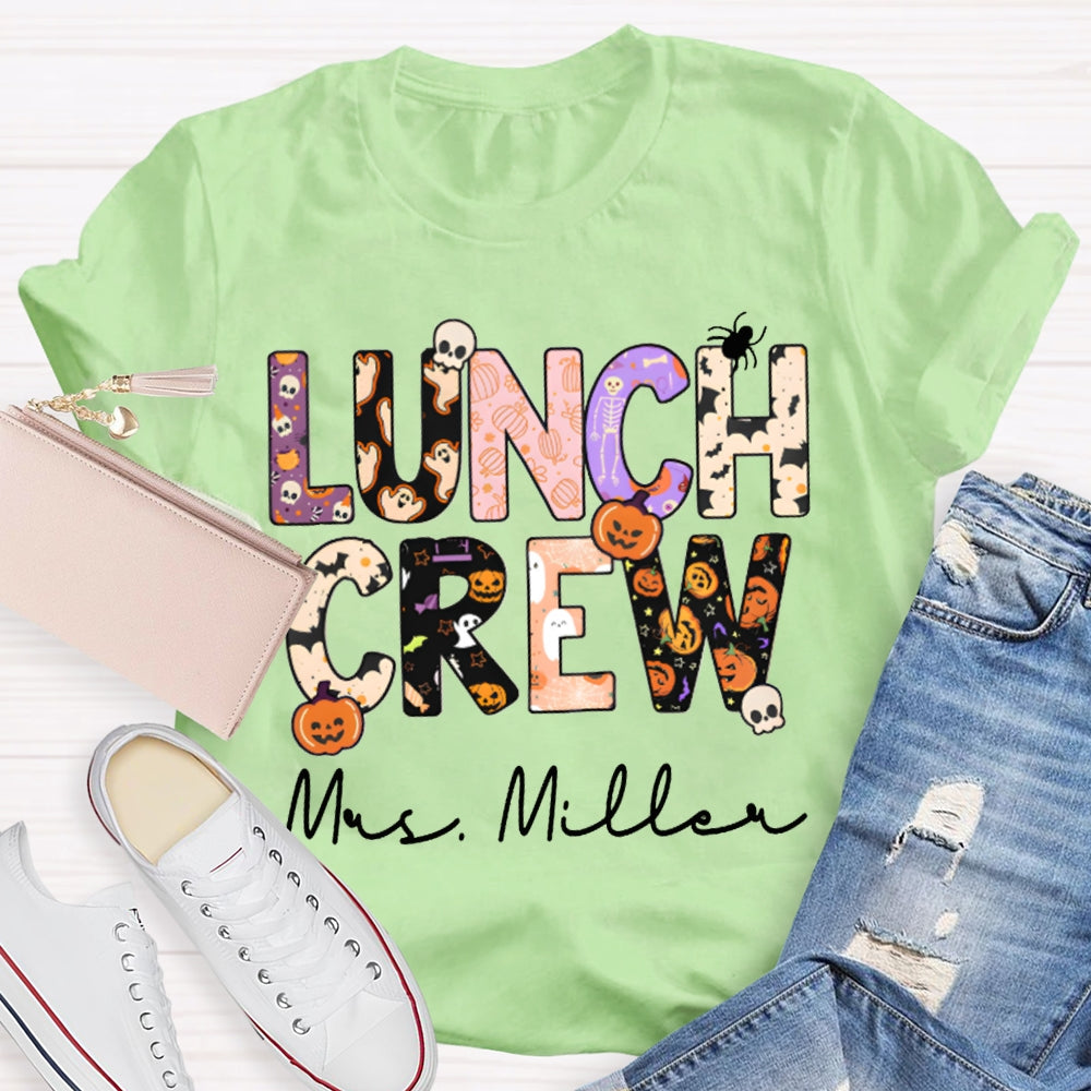 Personalized Name Lunch Crew Fun Letters Halloween T-shirt