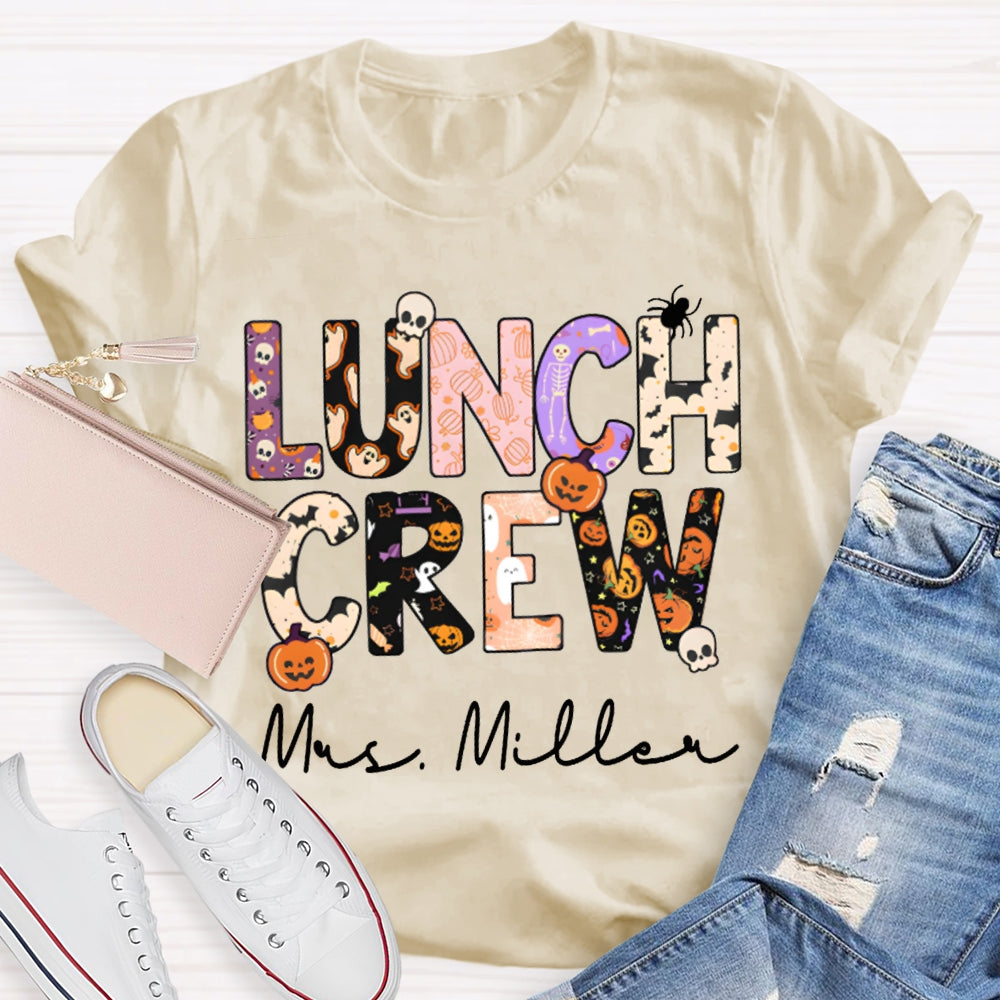 Personalized Name Lunch Crew Fun Letters Halloween T-shirt