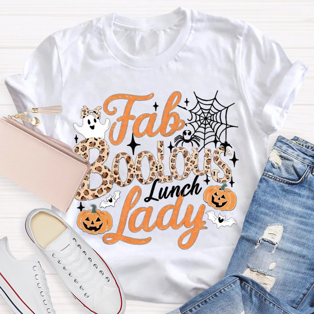 Fab Boo Lous Lunch Lady Cute Ghosts And Pumpkins Halloween T-shirt