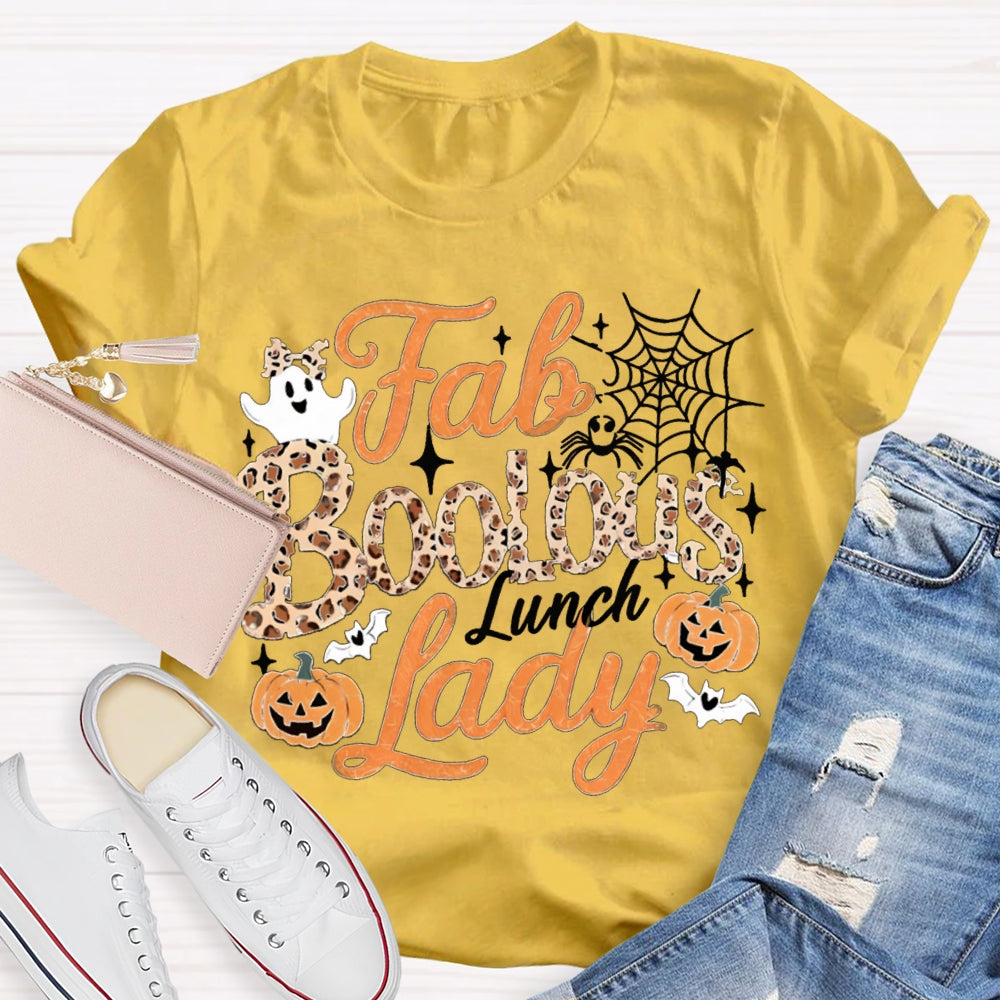 Fab Boo Lous Lunch Lady Cute Ghosts And Pumpkins Halloween T-shirt