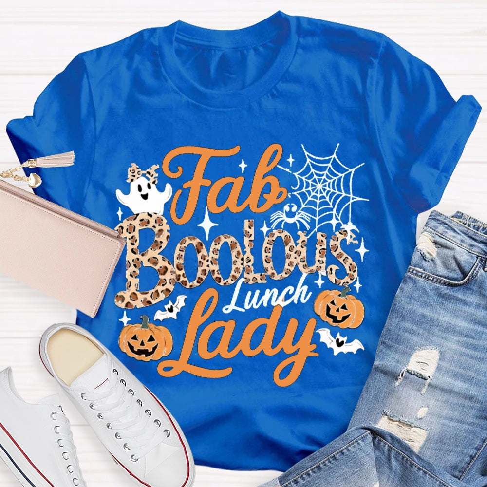 Fab Boo Lous Lunch Lady Cute Ghosts And Pumpkins Halloween T-shirt