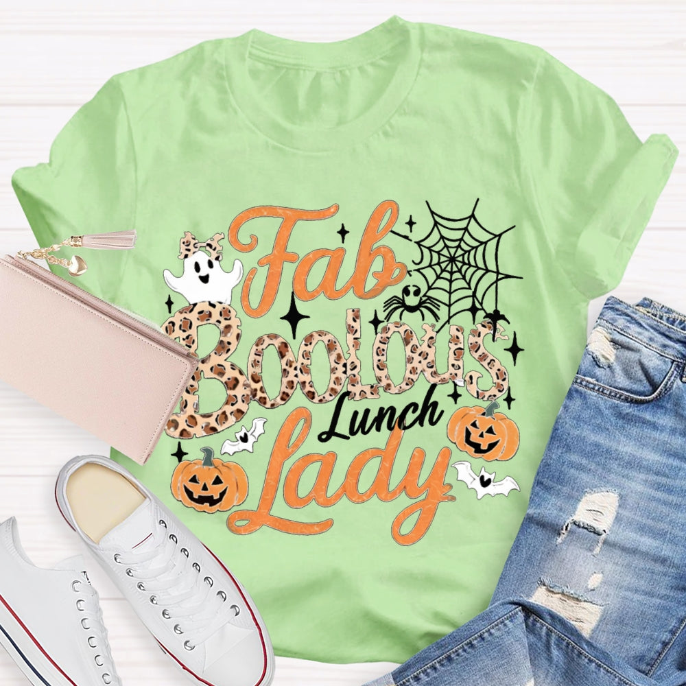Fab Boo Lous Lunch Lady Cute Ghosts And Pumpkins Halloween T-shirt