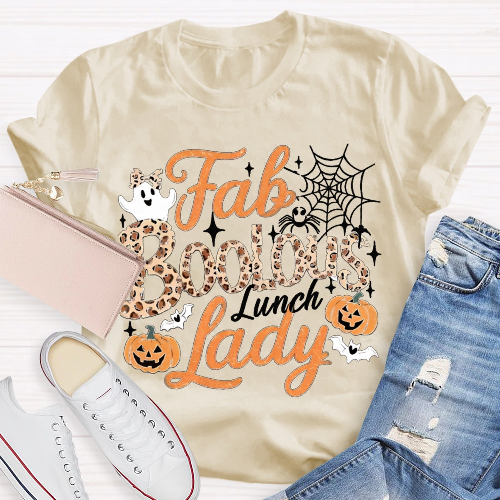Fab Boo Lous Lunch Lady Cute Ghosts And Pumpkins Halloween T-shirt
