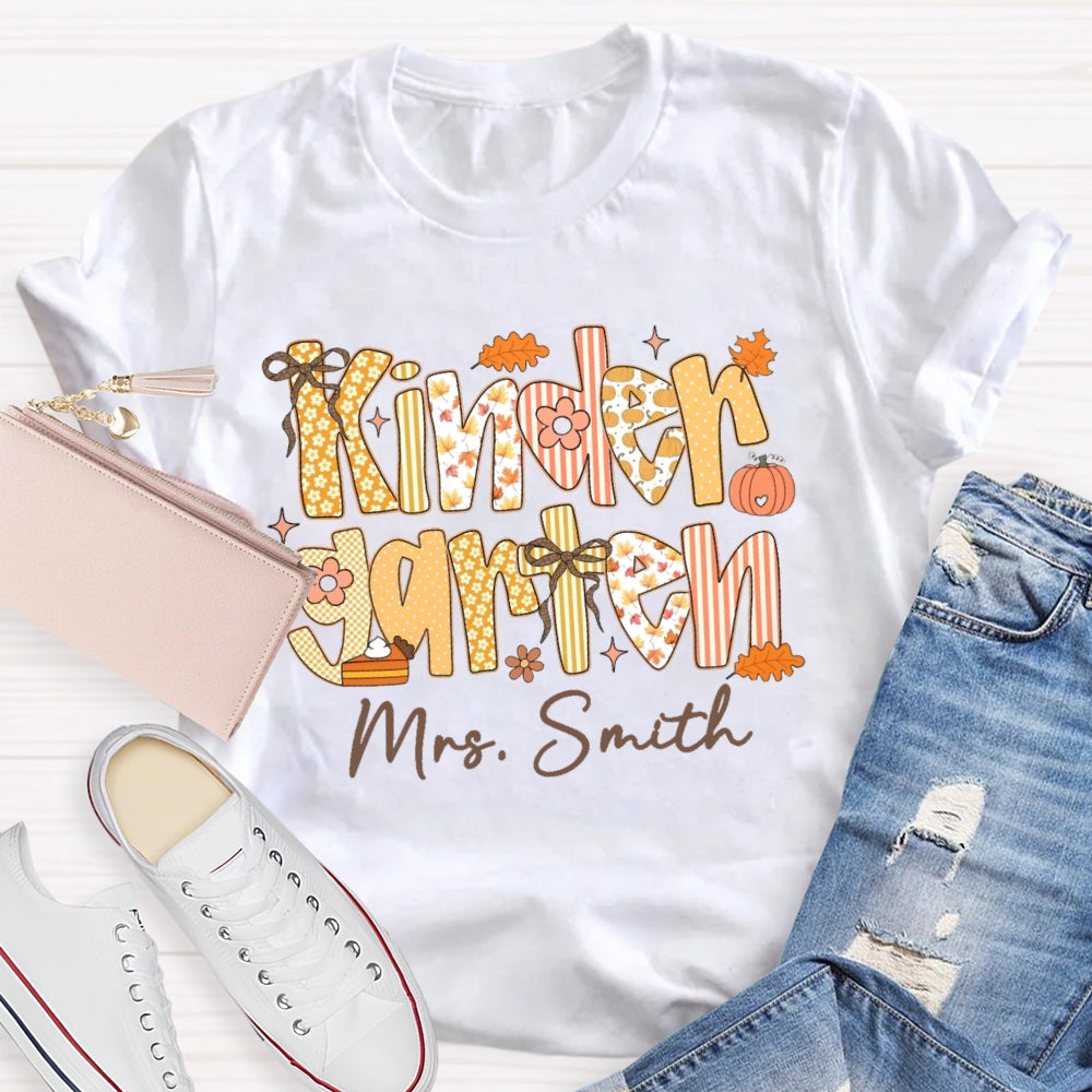 Personalized Name And Grade Kindergarten Funny T-shirt