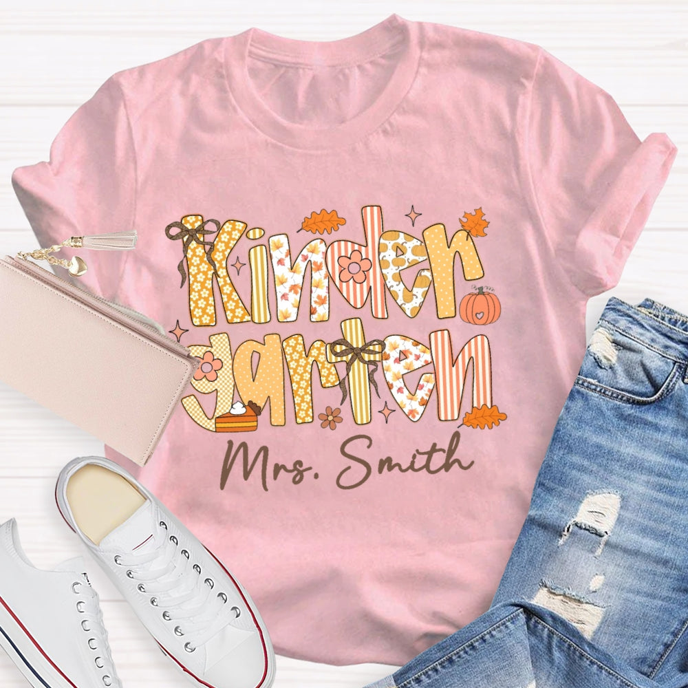 Personalized Name And Grade Kindergarten Funny T-shirt