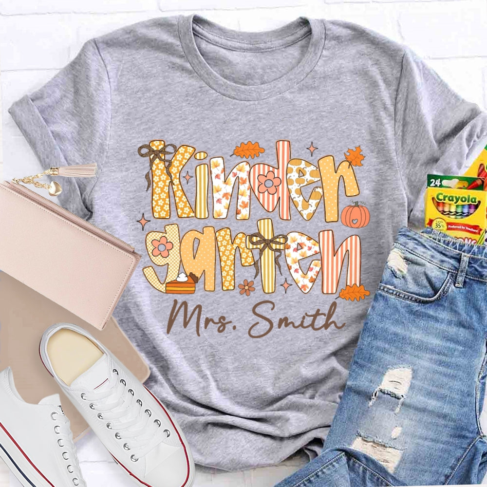 Personalized Name And Grade Kindergarten Funny T-shirt