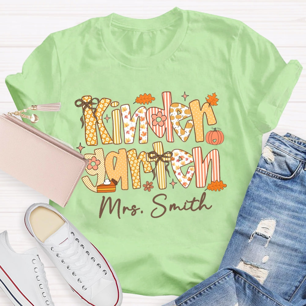Personalized Name And Grade Kindergarten Funny T-shirt