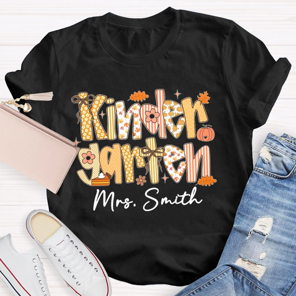 Personalized Name And Grade Kindergarten Funny T-shirt