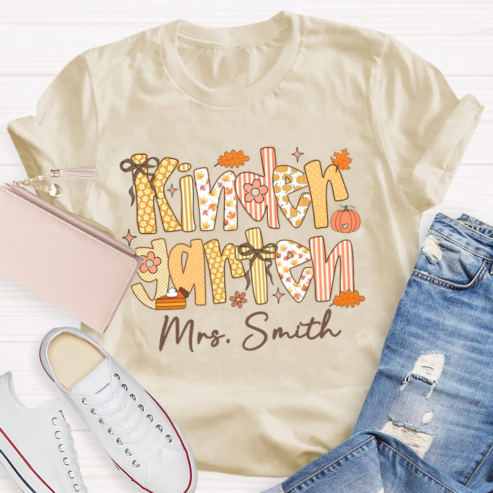 Personalized Name And Grade Kindergarten Funny T-shirt