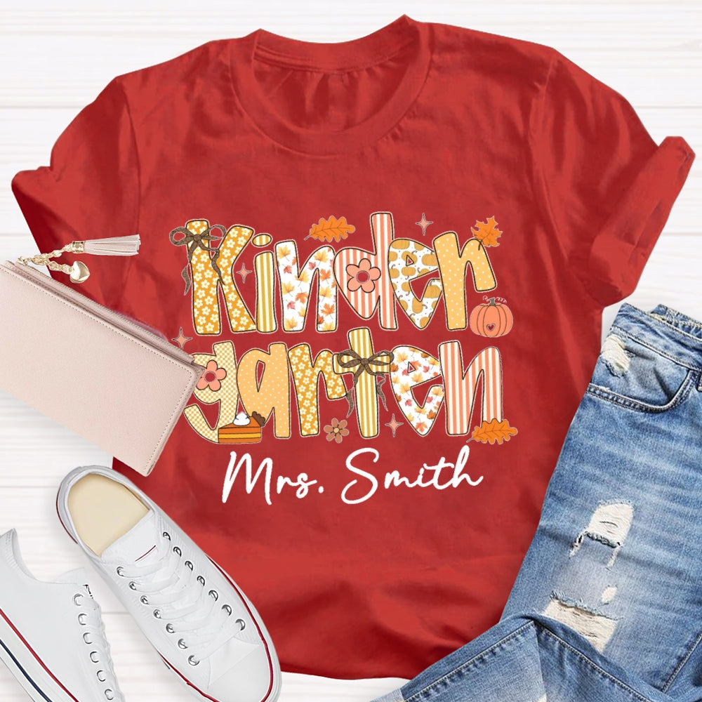 Personalized Name And Grade Kindergarten Funny T-shirt