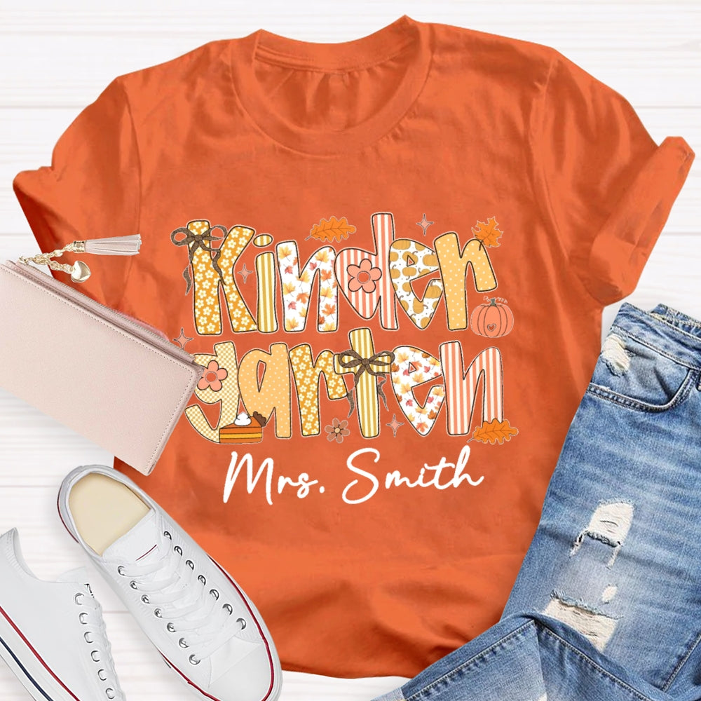 Personalized Name And Grade Kindergarten Funny T-shirt
