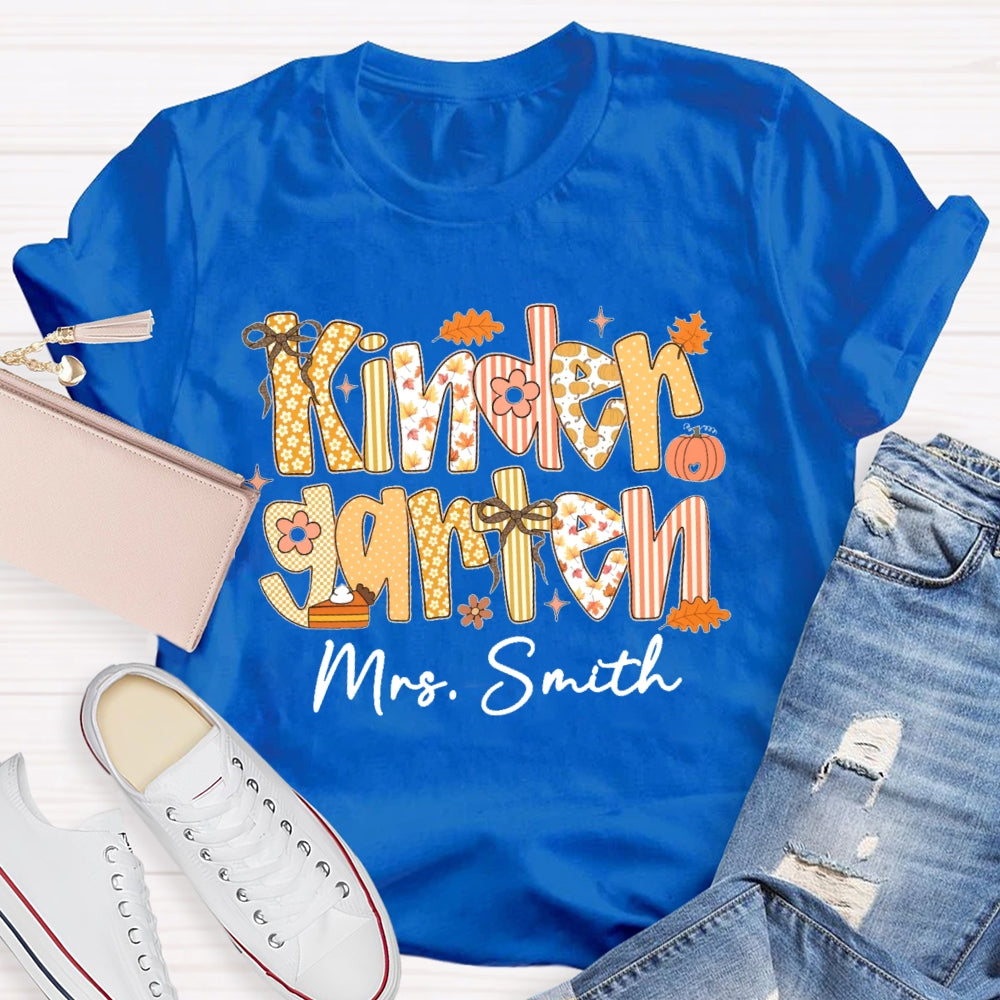 Personalized Name And Grade Kindergarten Funny T-shirt