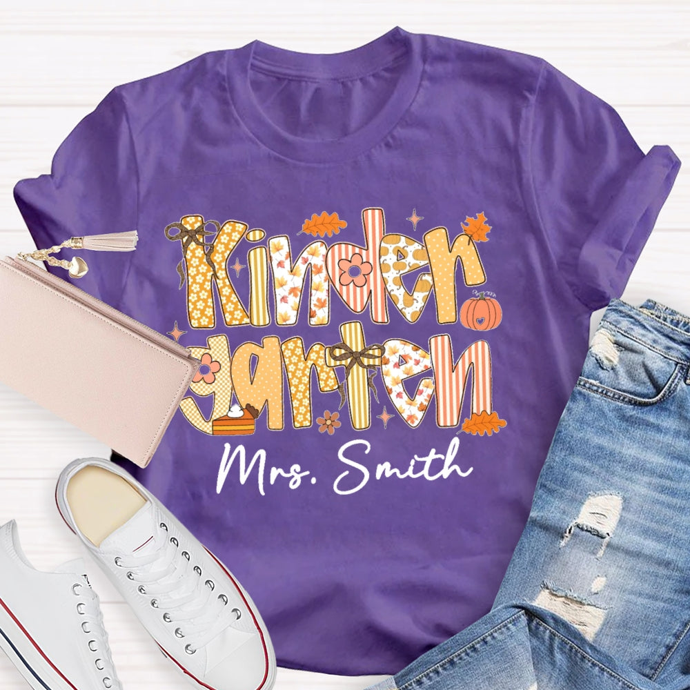 Personalized Name And Grade Kindergarten Funny T-shirt