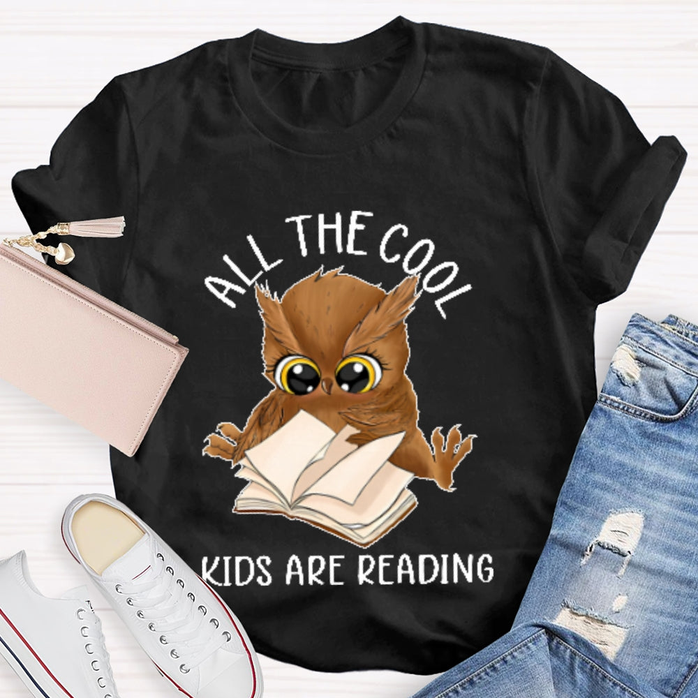 All The Cool Kids Are Reading Book Owl T-shirt