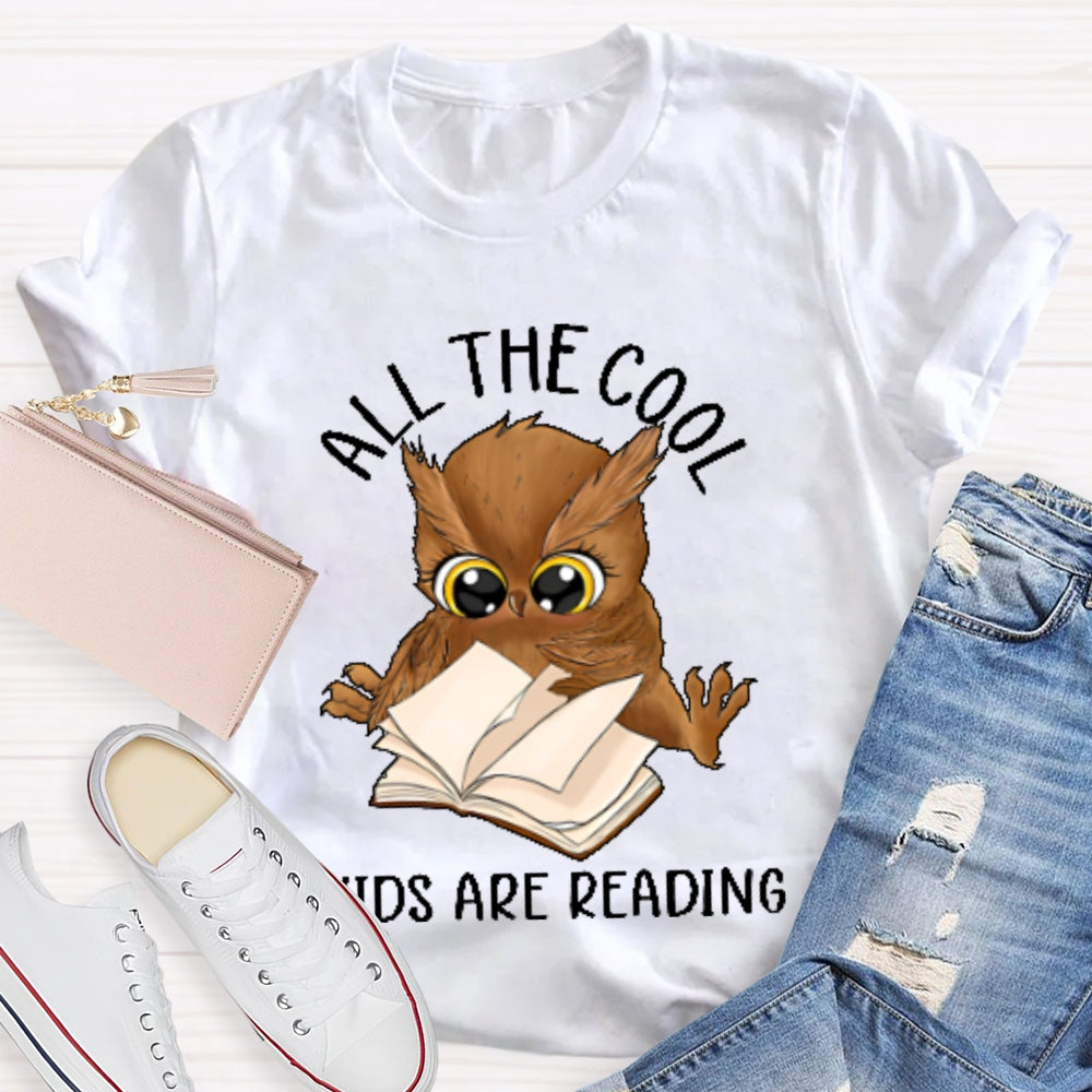 All The Cool Kids Are Reading Book Owl T-shirt