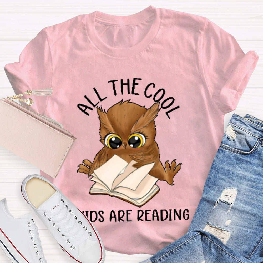 All The Cool Kids Are Reading Book Owl T-shirt