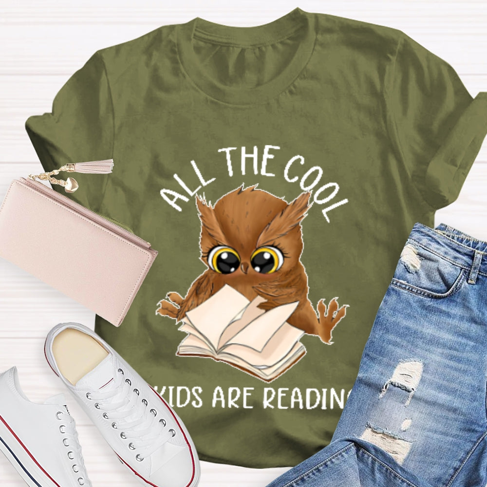 All The Cool Kids Are Reading Book Owl T-shirt