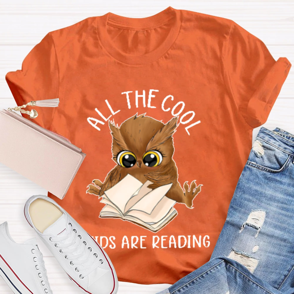 All The Cool Kids Are Reading Book Owl T-shirt
