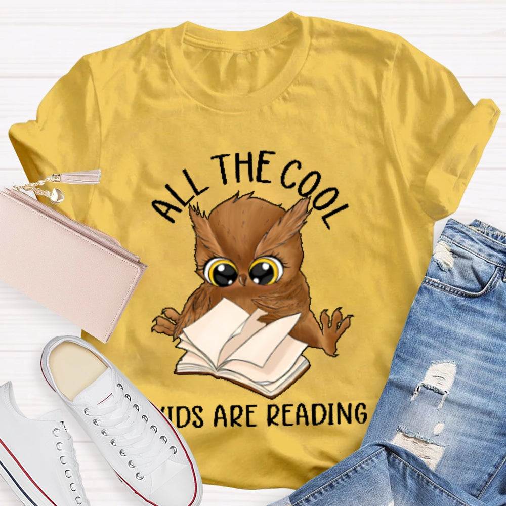 All The Cool Kids Are Reading Book Owl T-shirt