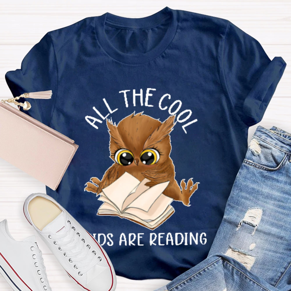 All The Cool Kids Are Reading Book Owl T-shirt