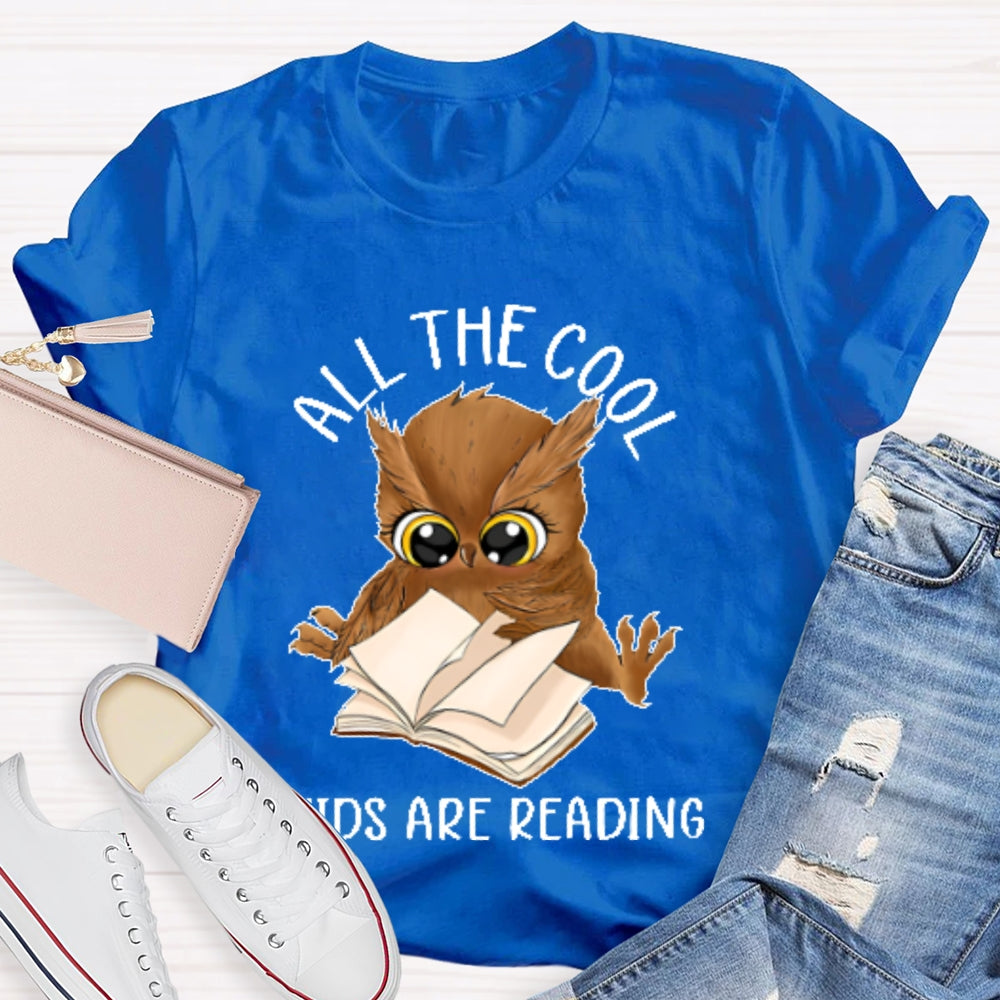 All The Cool Kids Are Reading Book Owl T-shirt