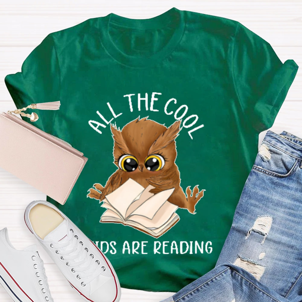 All The Cool Kids Are Reading Book Owl T-shirt