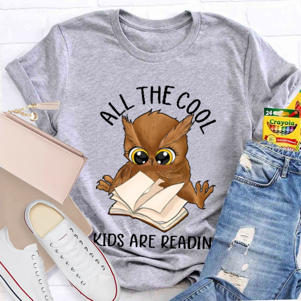 All The Cool Kids Are Reading Book Owl T-shirt