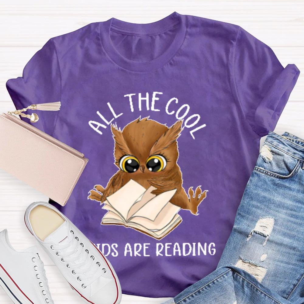 All The Cool Kids Are Reading Book Owl T-shirt