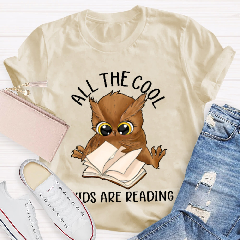 All The Cool Kids Are Reading Book Owl T-shirt