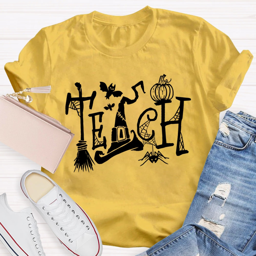 Teacher Halloween Witch Hat Funny T-shirt