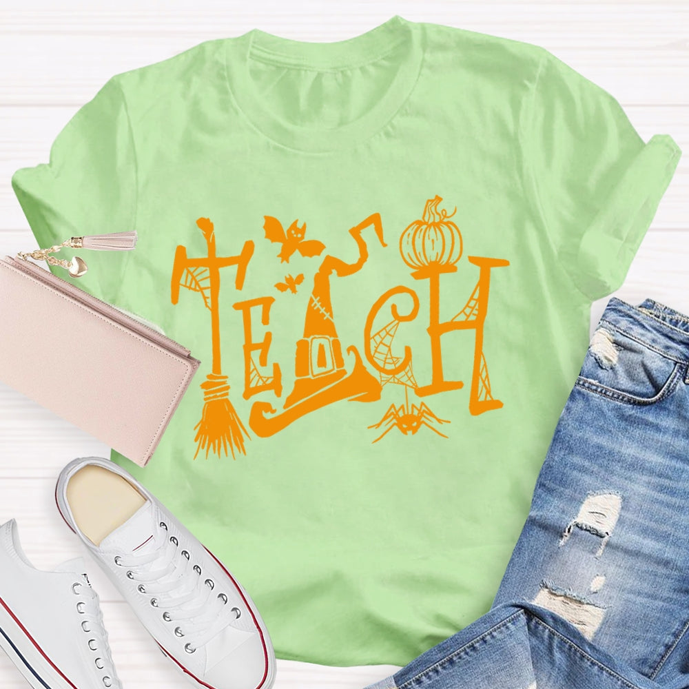 Teacher Halloween Witch Hat Funny T-shirt