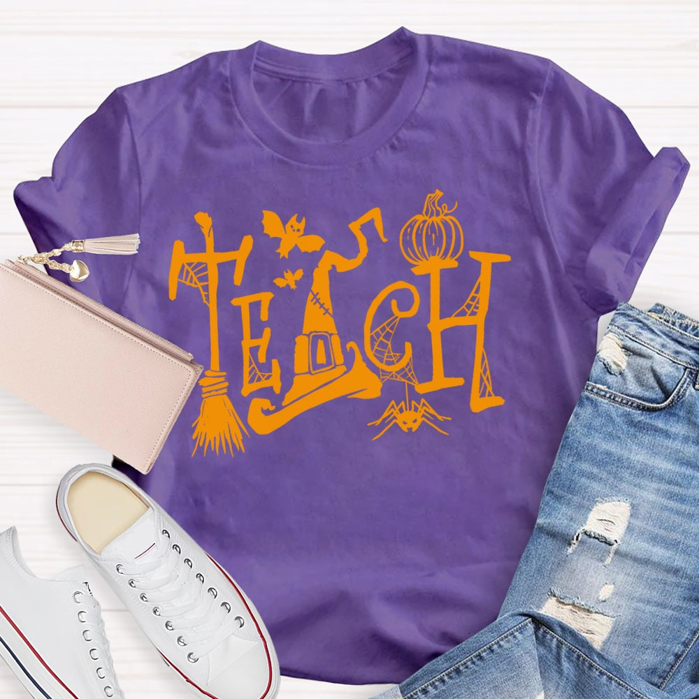 Teacher Halloween Witch Hat Funny T-shirt