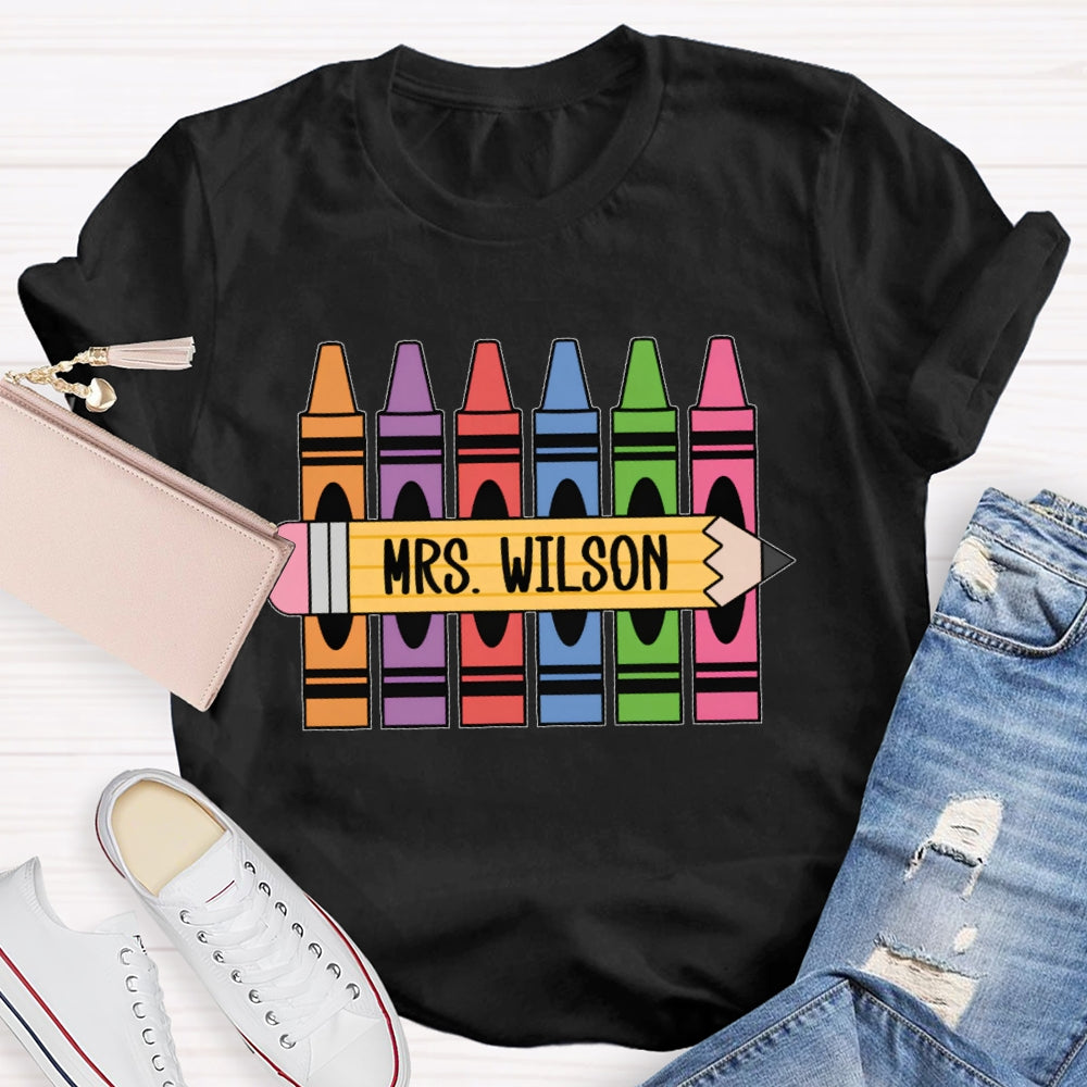 Personalized Name Crayons Funny T-shirt