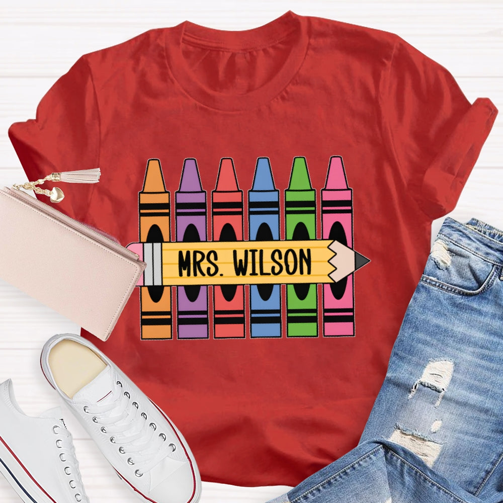 Personalized Name Crayons Funny T-shirt